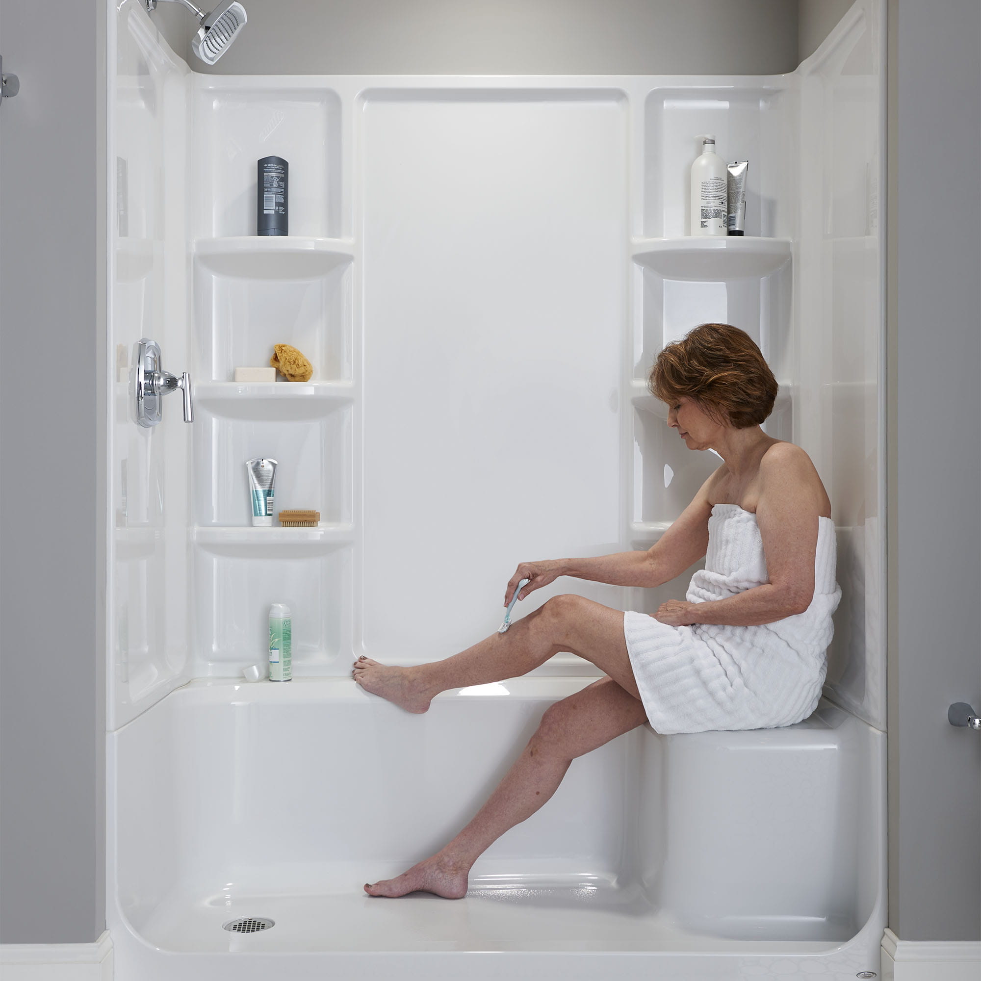 Elevate Seated Shower Base - Left Hand Outlet